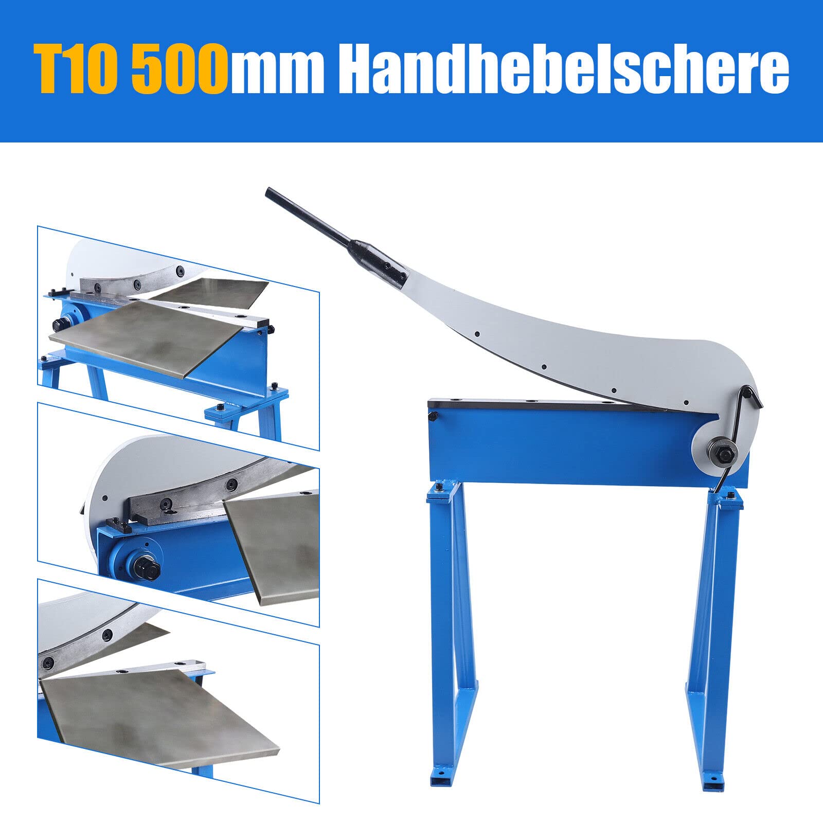 Heavy Duty Lever Hand Shear, 1.5mm Max Thickness, T10 Guillotine Sheet Metal Cutter, 20 Inch (500mm) - Ideal for Metalworking, HVAC, Automotive Repair & DIY Projects