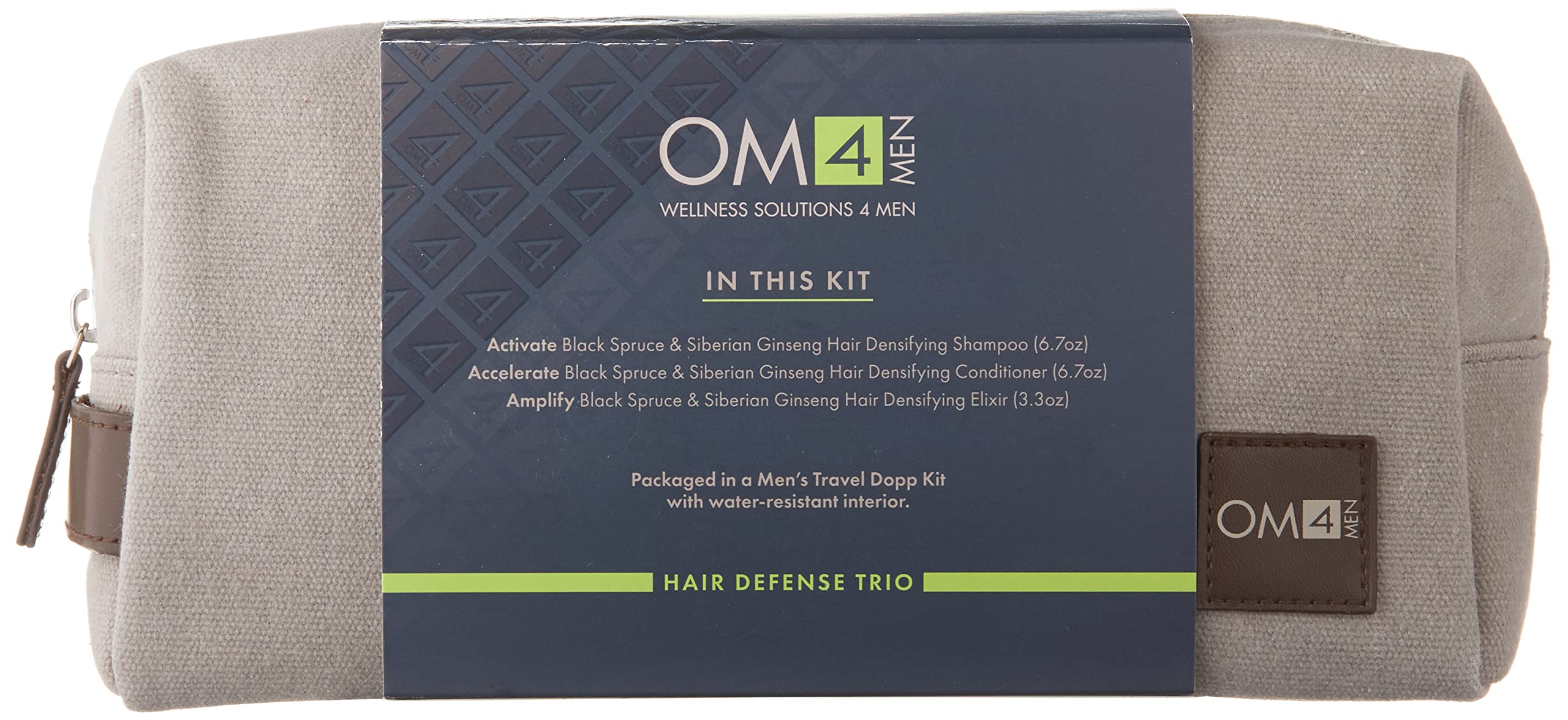 OM4 Hair Care Trio & Travel Bag for Men - Invigorating Shampoo, Conditioner & Hair Elixir Kit for Healthy Hair & Scalp | Perfect for Travel, Gym & Daily Hair Care Routine