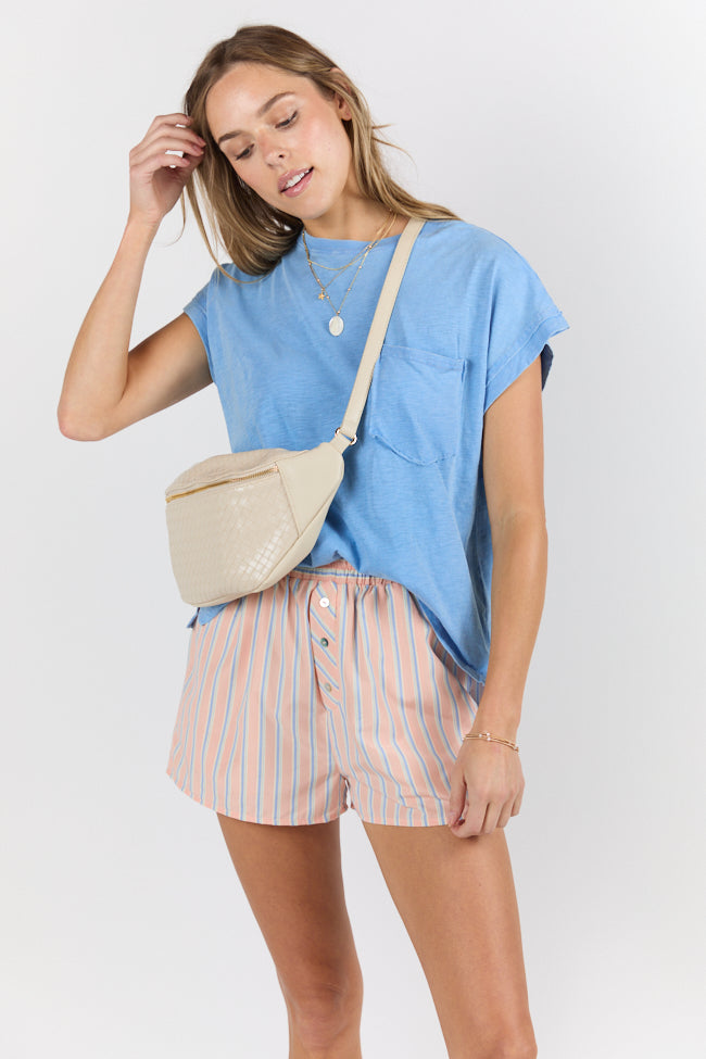 Soft Blue Knit Pocket T-Shirt for Men & Women | Comfortable Casual Wear | Perfect for Everyday Outfits, Weekend Relaxation & Layering