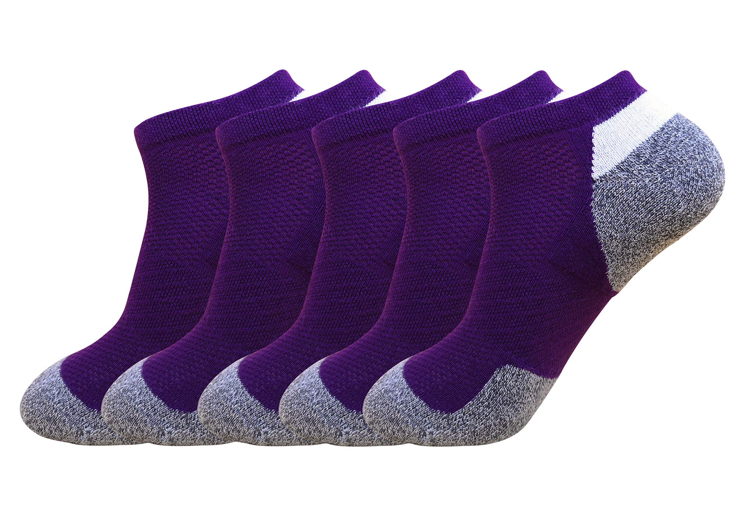 HaloYIYI Men's 5 Pack Low Cut Athletic Socks - Durable Ankle Mesh, Cushioned & Breathable Sport Socks for Running, Gym & Everyday Wear