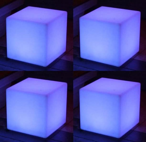 16 Inch Color Changing LED Light Stool - 4 Pack Wireless Rechargeable Outdoor Stools for Patio, Pool, Balcony & Garden Parties | Waterproof Bar Stools for Nighttime Entertaining