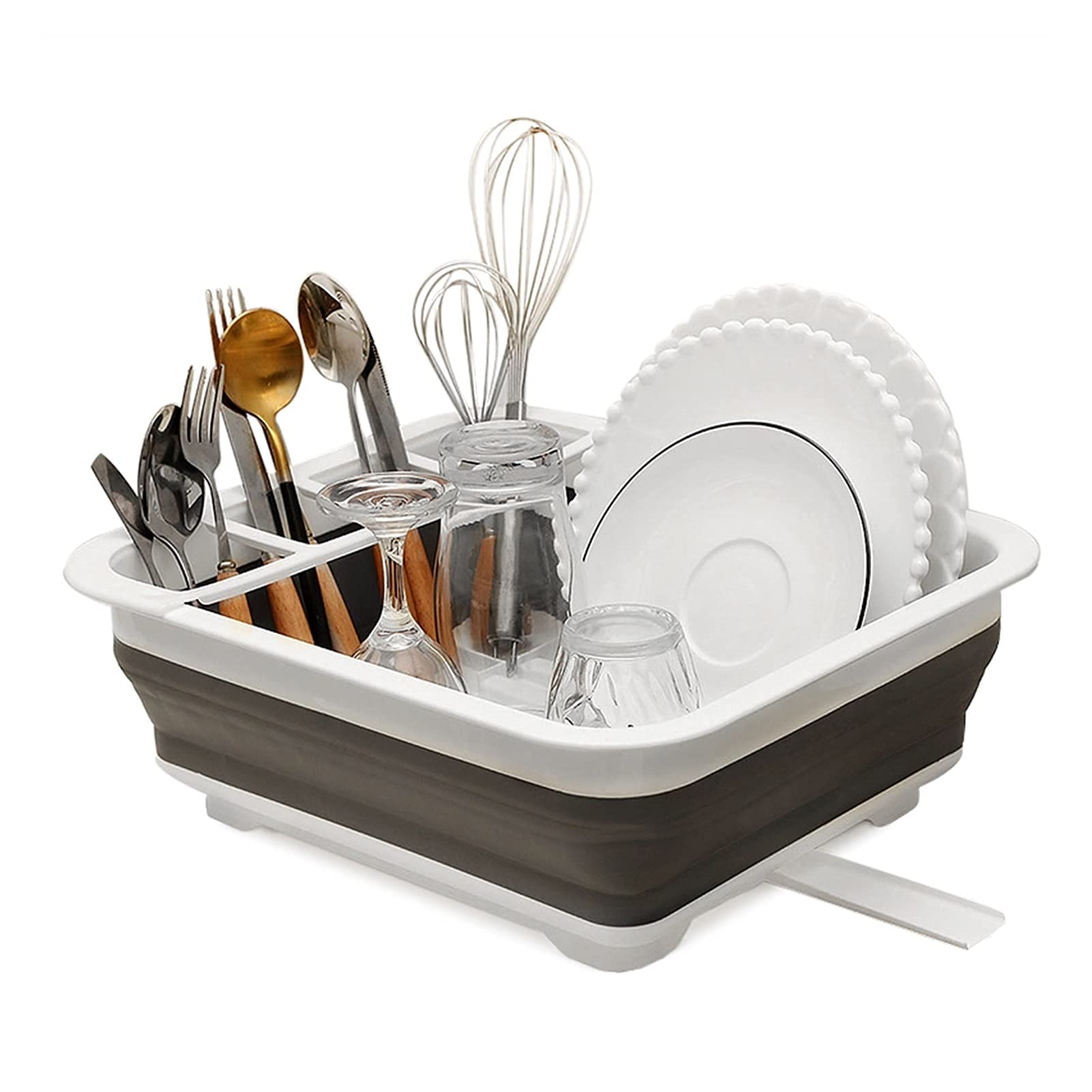 Foldable Dish Rack for Kitchen - Space Saving Drying Rack with Drainer for Plates, Bowls & Tableware | Portable Dish Organizer & Storage Holder | Perfect for Small Apartments, Camping & RV Use