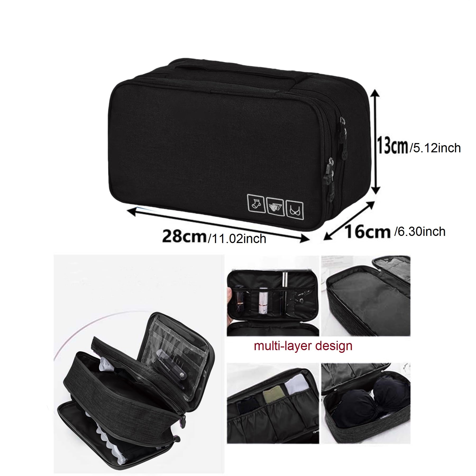 Multi-Function Travel Underwear Organizer - Portable Storage Bag for Bras, Socks & Lingerie | Packing Cube & Toiletry Bag for Vacation, Business Trips & Daily Organization