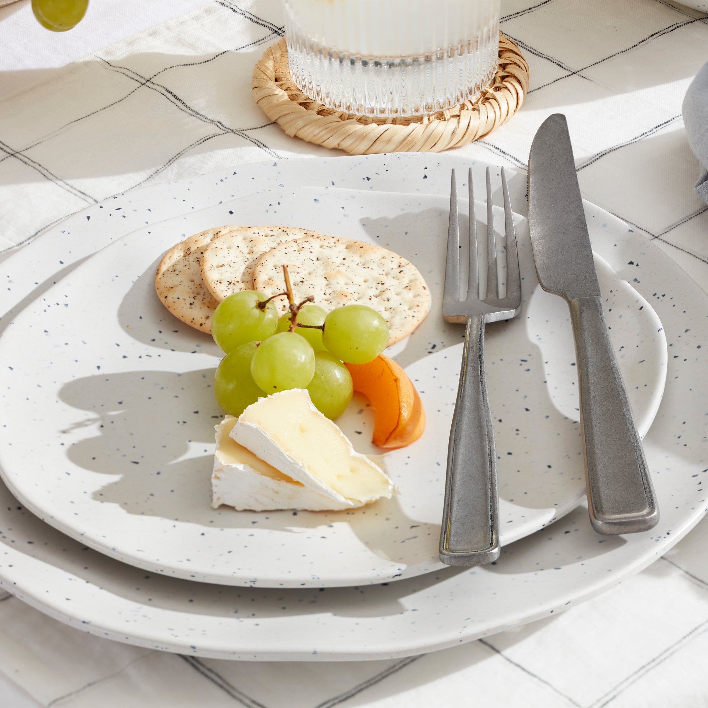 Stylish Terrazzo Melamine 12-Piece Dinnerware Set - Durable & Lightweight for Outdoor Dining, Picnics, and Everyday Use