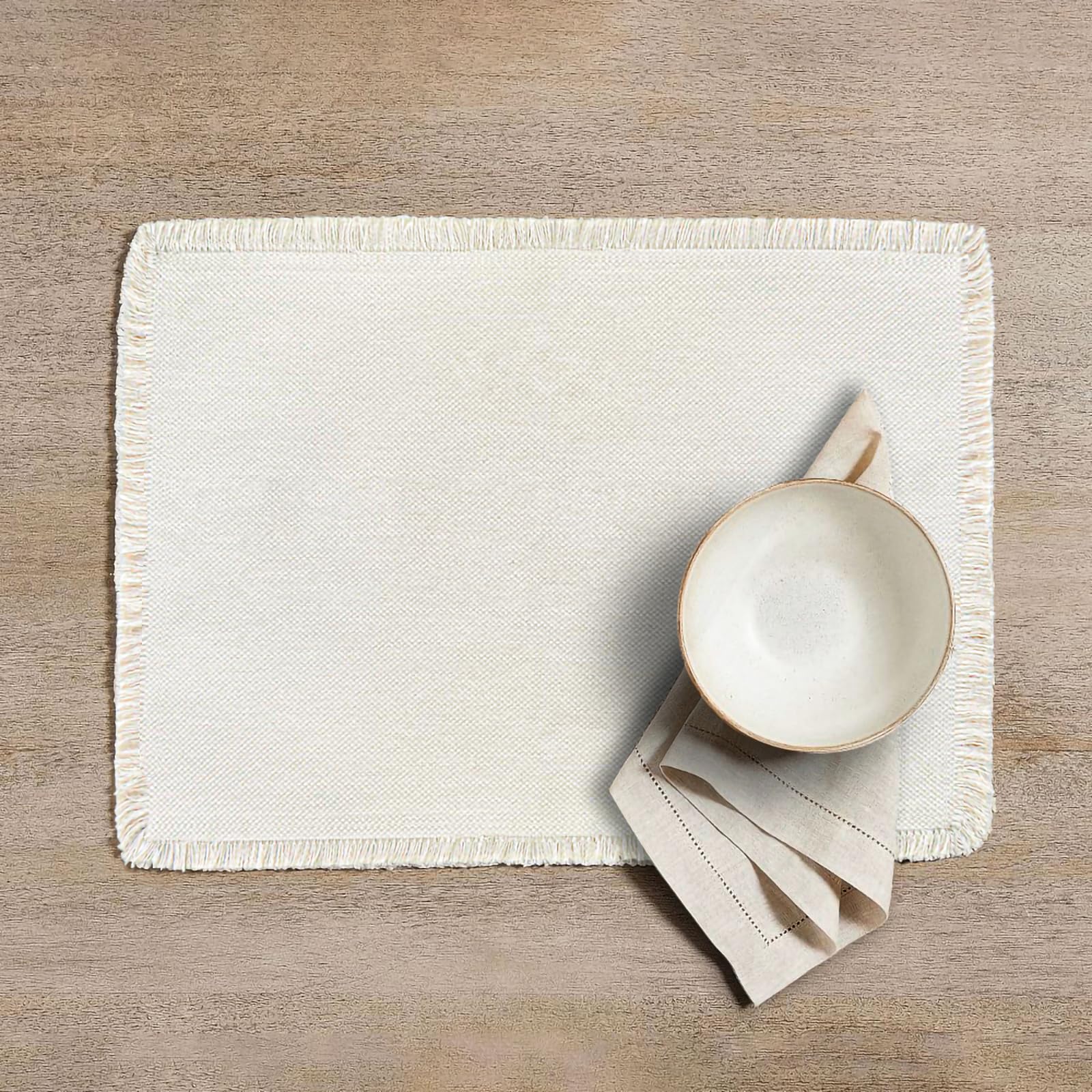 Boho Cotton Linen Placemats Set of 6 - 13