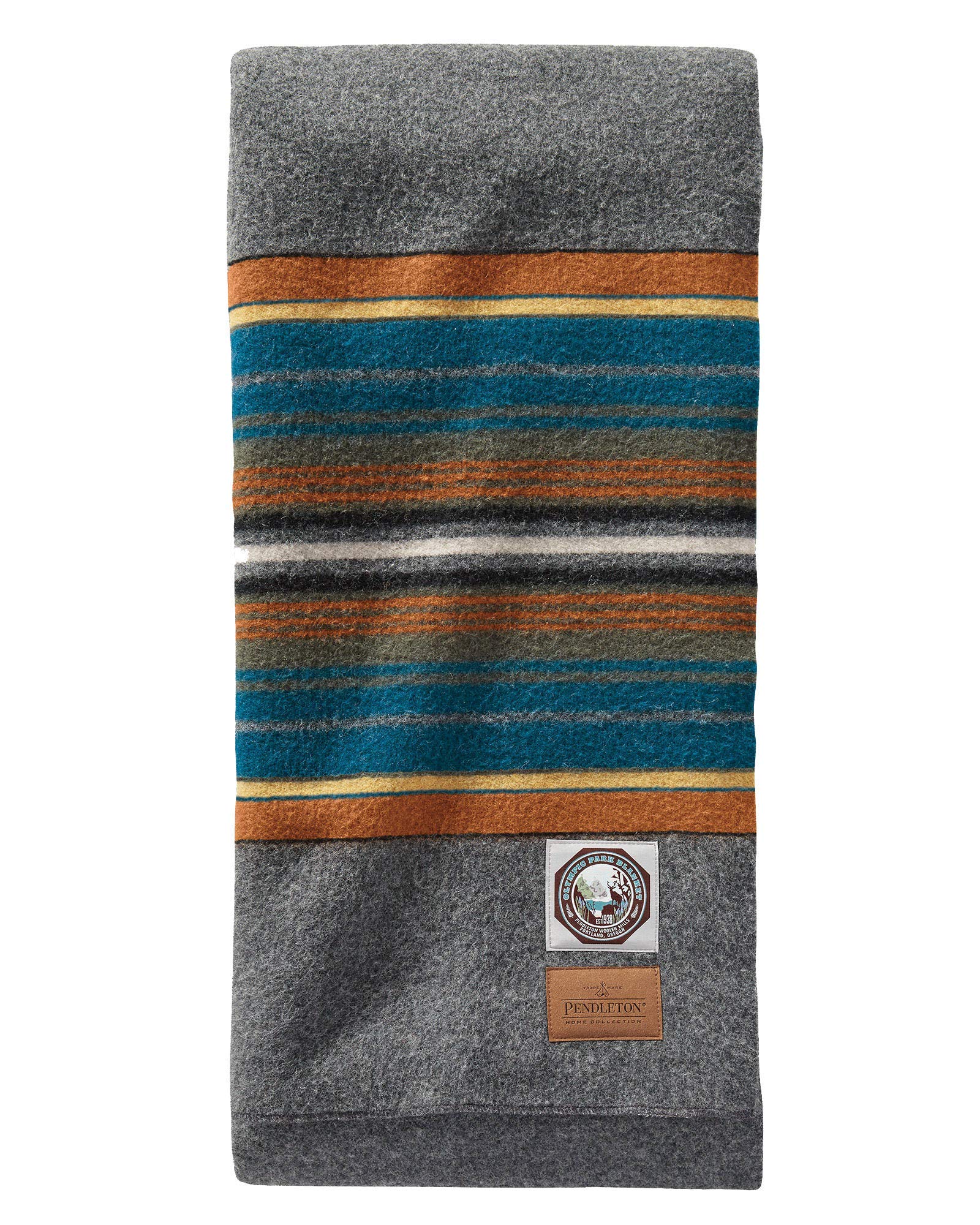 Pendleton National Parks Blanket - Olympic Grey Cozy Throw Blanket for Camping, Picnics & Home Decor | 100% Wool Warm Soft Travel Blanket for Outdoor Adventures & Indoor Comfort
