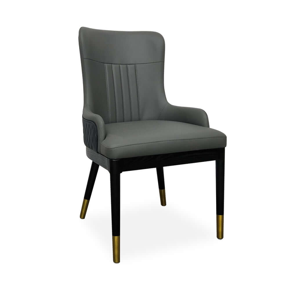 Modern Faux Leather Gray Dining Chairs with Metal Legs - Set of 2 - Perfect for Kitchen, Dining Room & Home Office - Comfortable & Stylish Seating Solution