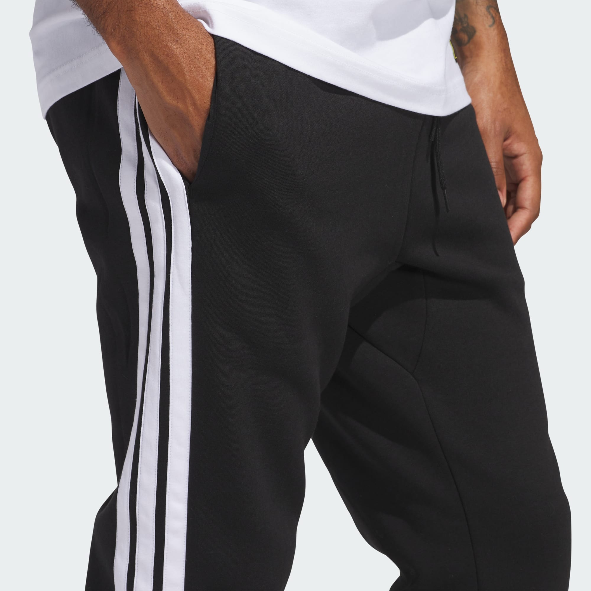 Adidas Men's 3 Stripes Fleece Black Track Pants - Comfortable Athletic Joggers for Running, Gym & Casual Wear