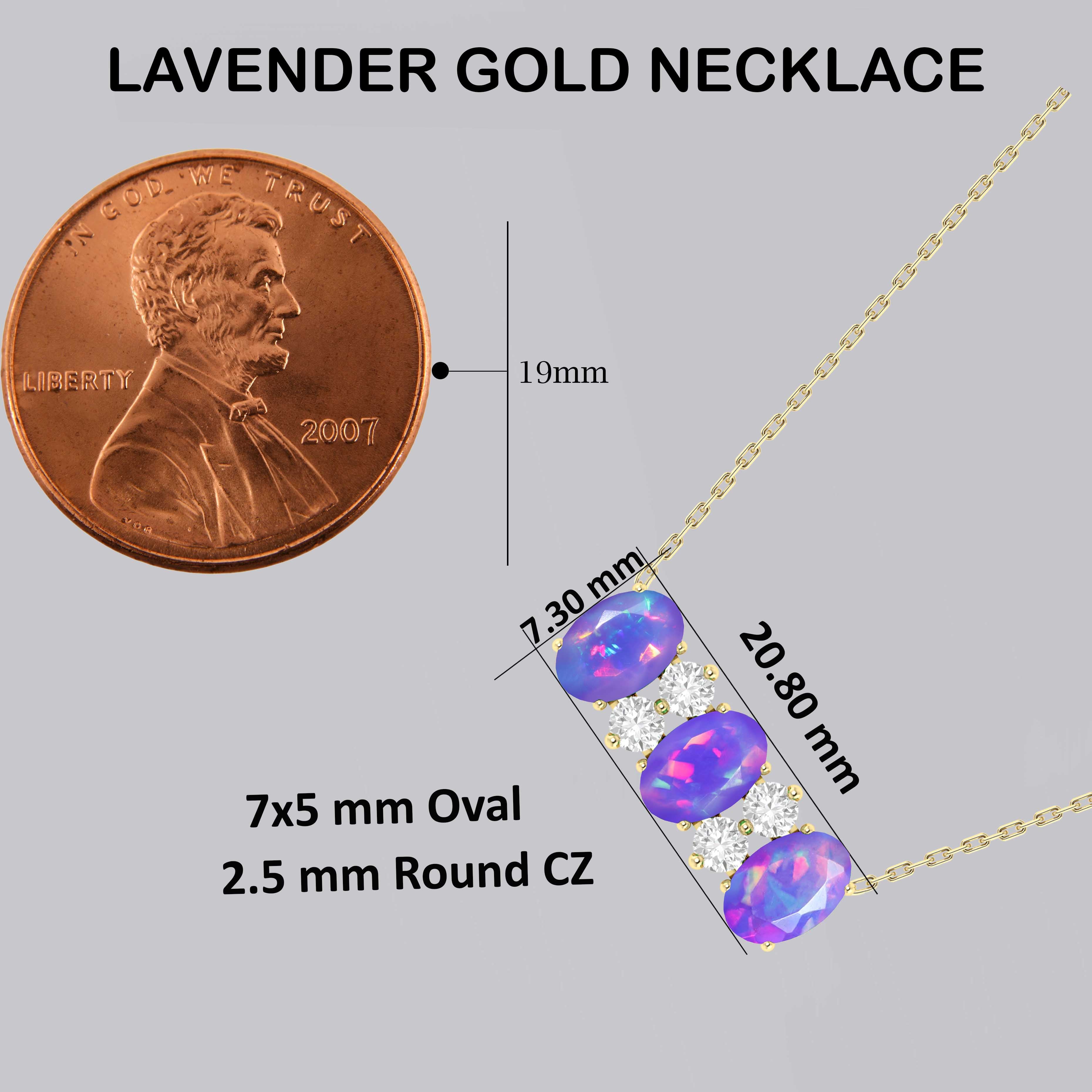 Natural Lavender Opal 3-Stone Oval Pendant Necklace for Women - Elegant Jewelry Gift for Birthday, Anniversary & Special Occasions