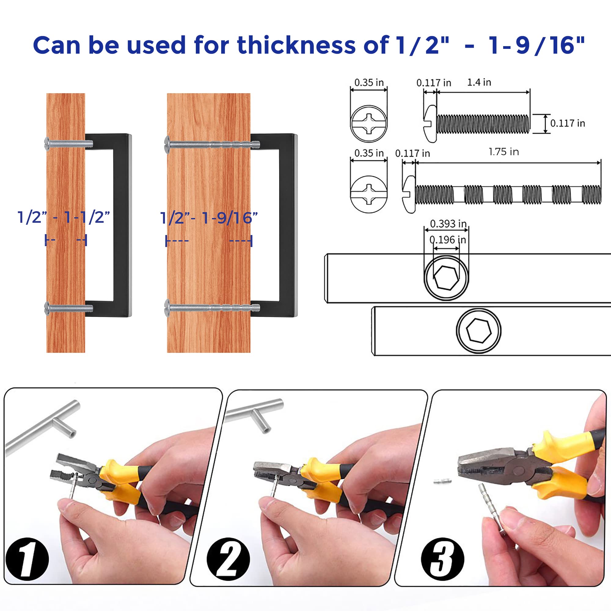 Ravinte 5 Inch Square Black Cabinet Pulls - Modern Kitchen Cabinet Handles with Drill Mounting Template - 55 Pack for Kitchen Cabinets, Cupboards, and Drawers