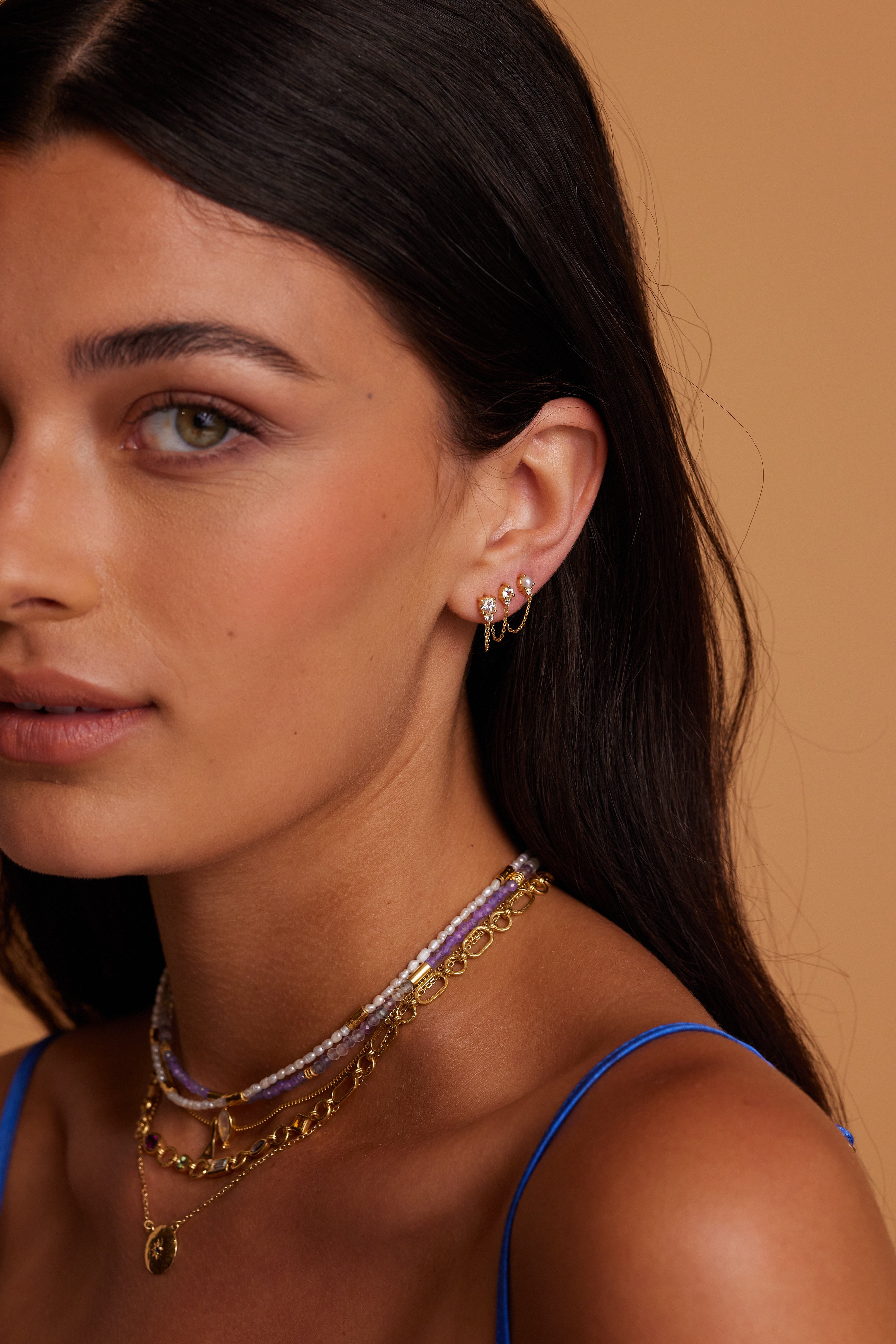 April Birthstone Stud Earrings - 14K Gold Ombre Topaz Jewelry for Women - Perfect Gift for April Birthdays & Special Occasions