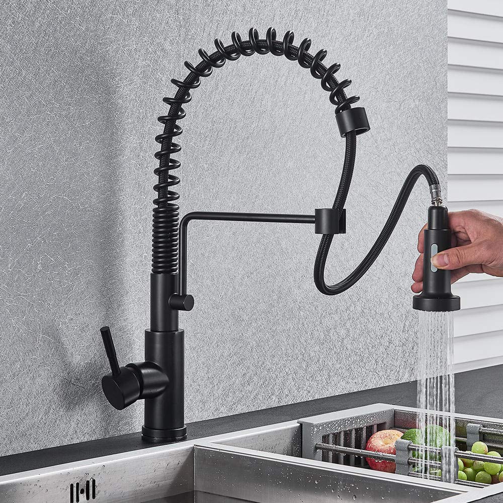 Matte Black Pull Down Sensor Kitchen Faucet with Smart Touch Control - Sensitive Touchless Water Mixer Tap for Modern Kitchen Sink, Ideal for Cooking, Washing Dishes and Hands-Free Cleaning