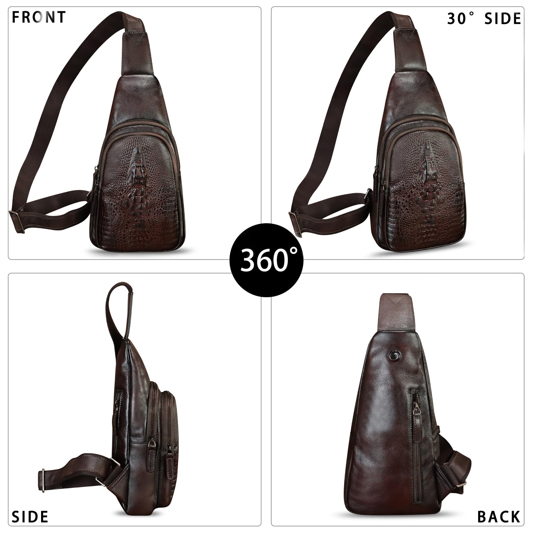 Genuine Leather Sling Bag for Women & Men - Real Leather Crossbody Backpack, Chest Purse & Shoulder Bag - Perfect for Travel, Work & Everyday Use