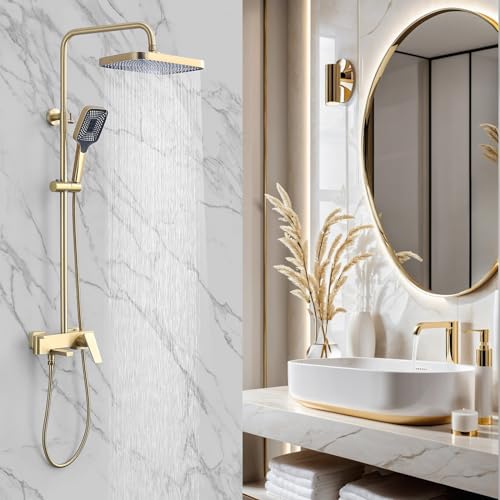 A- Brushed Gold with Square Shower Head