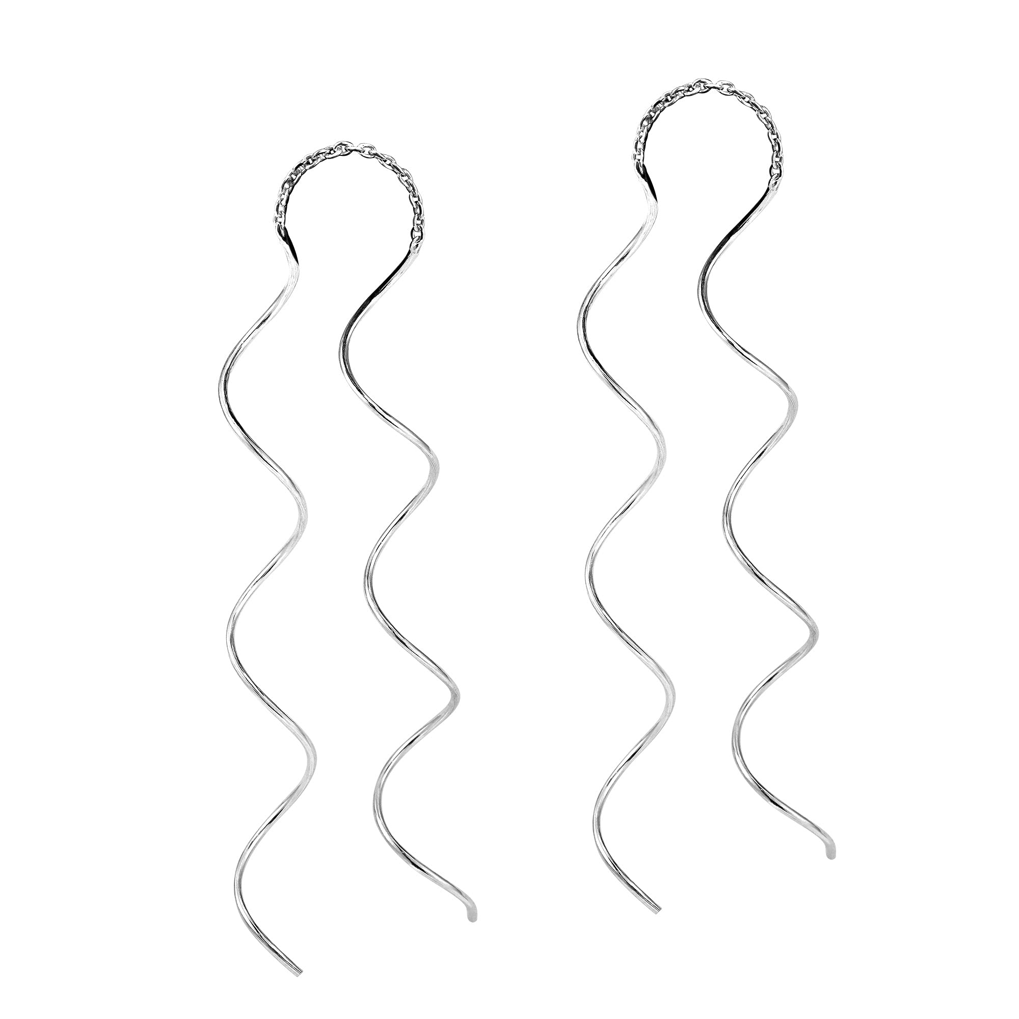 AeraVida 65mm Spiral Ear Thread Slide .925 Sterling Silver Earrings for Women | Elegant Twist Design Slide Through Earrings | Hypoallergenic & Tarnish Resistant | Perfect for Casual Wear, Parties & Gifts for Daughter, Wife, Girlfriend