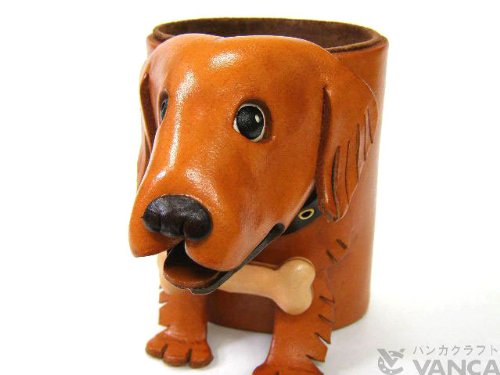 Golden Retriever Genuine Leather Dog Eyeglasses Holder Stand - Handmade in Japan by VANCA - Perfect for Home Office Desk Organization & Pet Lover Gifts