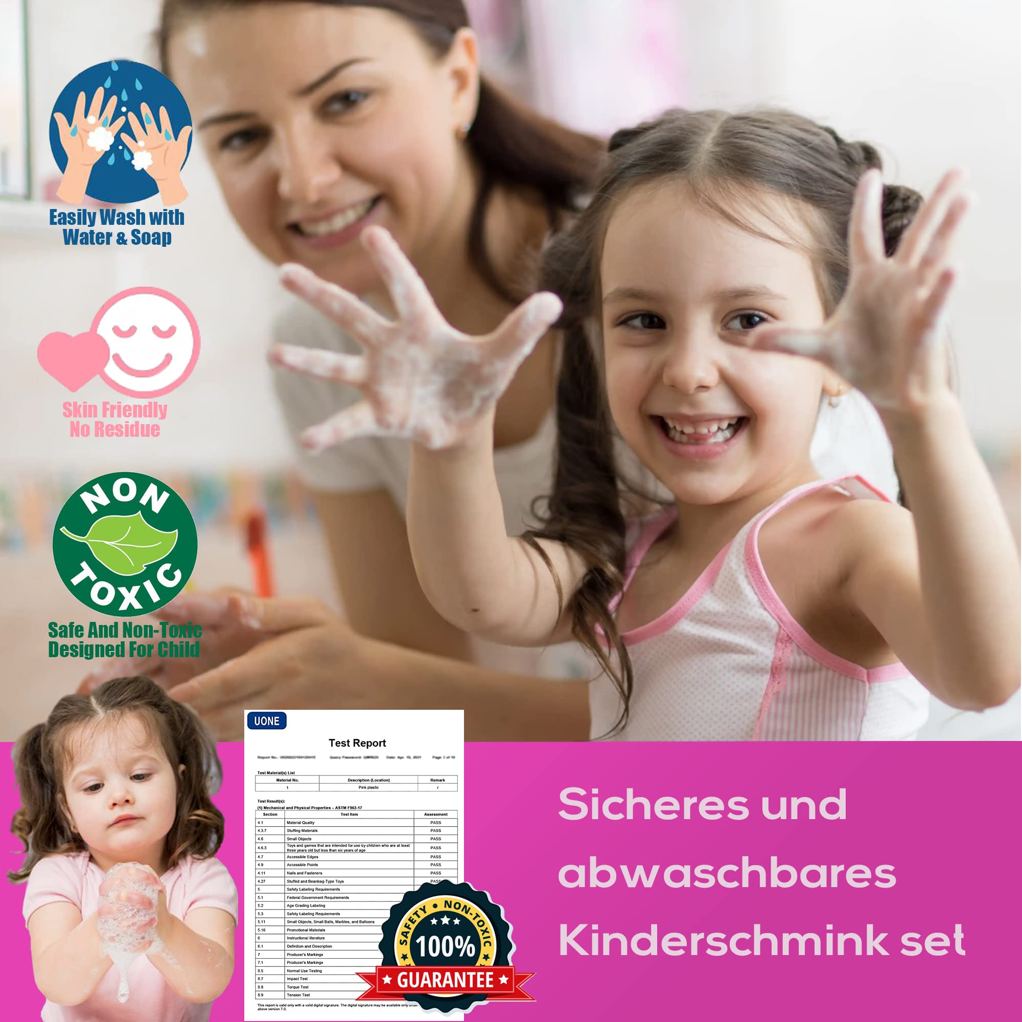 Amerrly 52-Piece Washable Kids Makeup Set - Birthday Gift for Girls 4-12 - Play & Dress-Up
