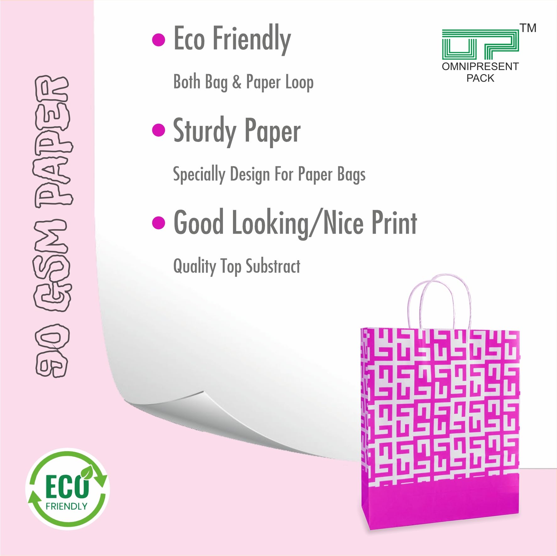 Eco-Friendly Pink Printed Paper Bags - 12 Pack Premium 90 GSM Gift Bags for Diwali, Weddings, Birthdays, Party Favors, Thank You Gifts | Perfect for Goodie Bags, Return Gifts & Special Occasions