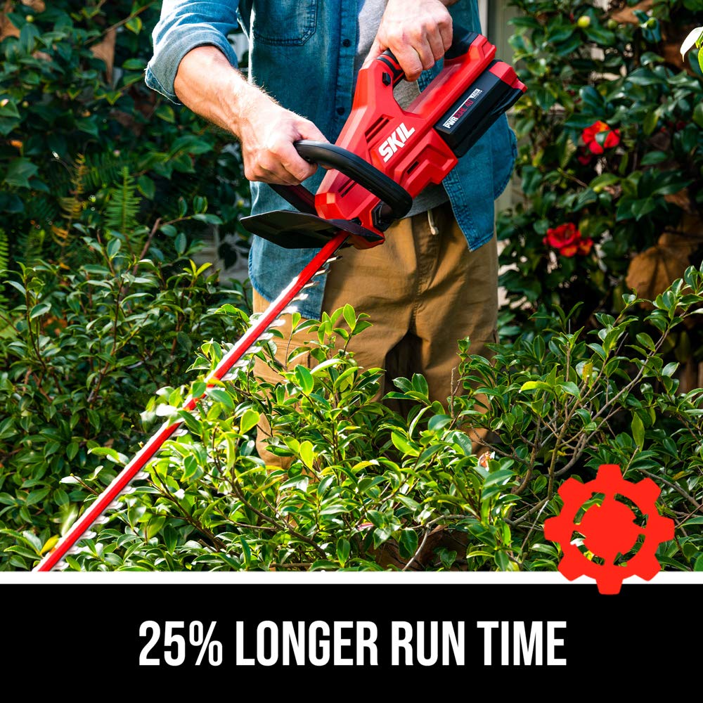 SKIL PWR CORE 40 Brushless 40V 24-Inch Cordless Hedge Trimmer Kit with Dual Action Blade | 3/4-Inch Cut Capacity | Includes 2.5Ah Battery & Auto PWR Jump Charger (HT4221-10) | Perfect for Landscaping, Garden Maintenance & Yard Work