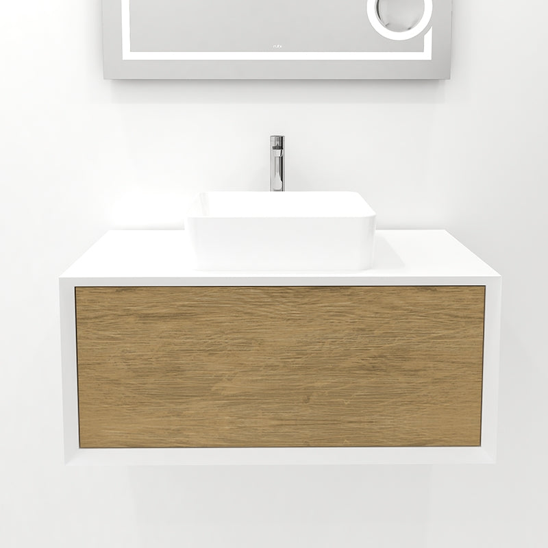 RUBI Marea Wall Mounted Bathroom Vanity with Washbasin - Modern Space-Saving Design for Small Bathrooms & Powder Rooms