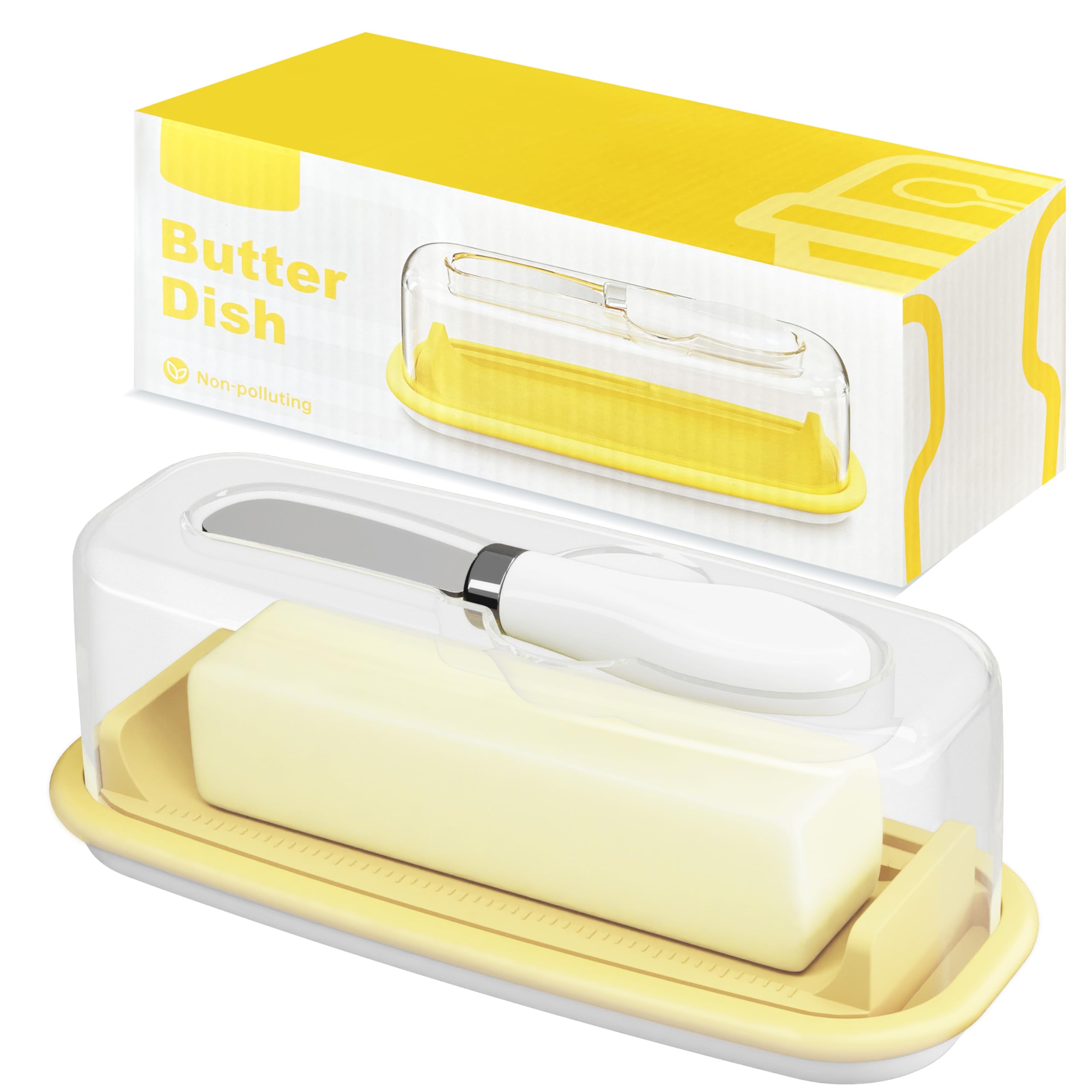 BPA-Free Butter Dish with Lid - Easy Scoop Butter Container with Knife Spreader & TBSP Marks - Countertop & Refrigerator Butter Keeper for Kitchen, Dining & Baking - Easy to Clean Butter Holder