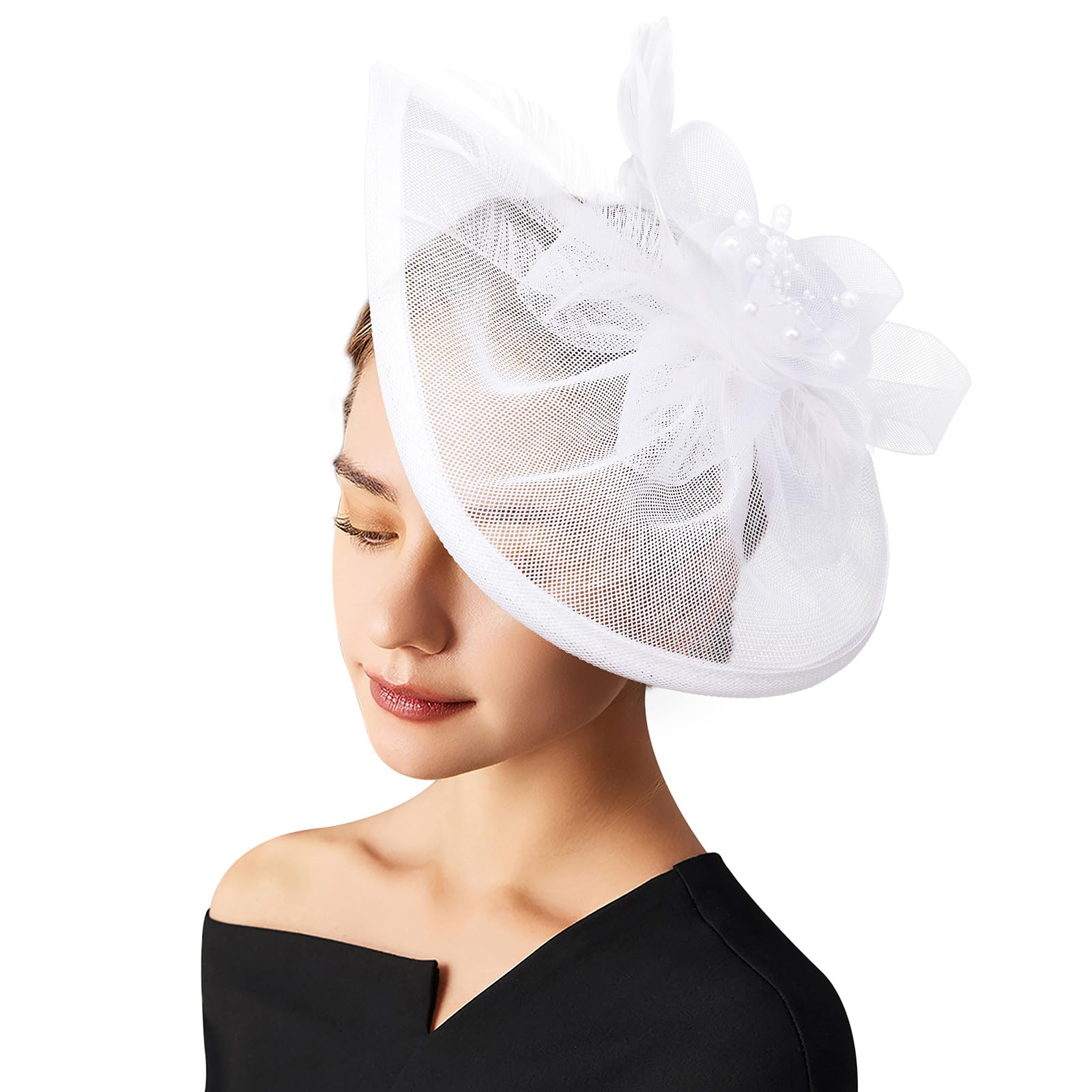 Elegant Women's Fascinator Hats with Flowers - Headband & Clip for Kentucky Derby, Tea Parties, Weddings & Special Events - Stylish Headwear for Women & Girls