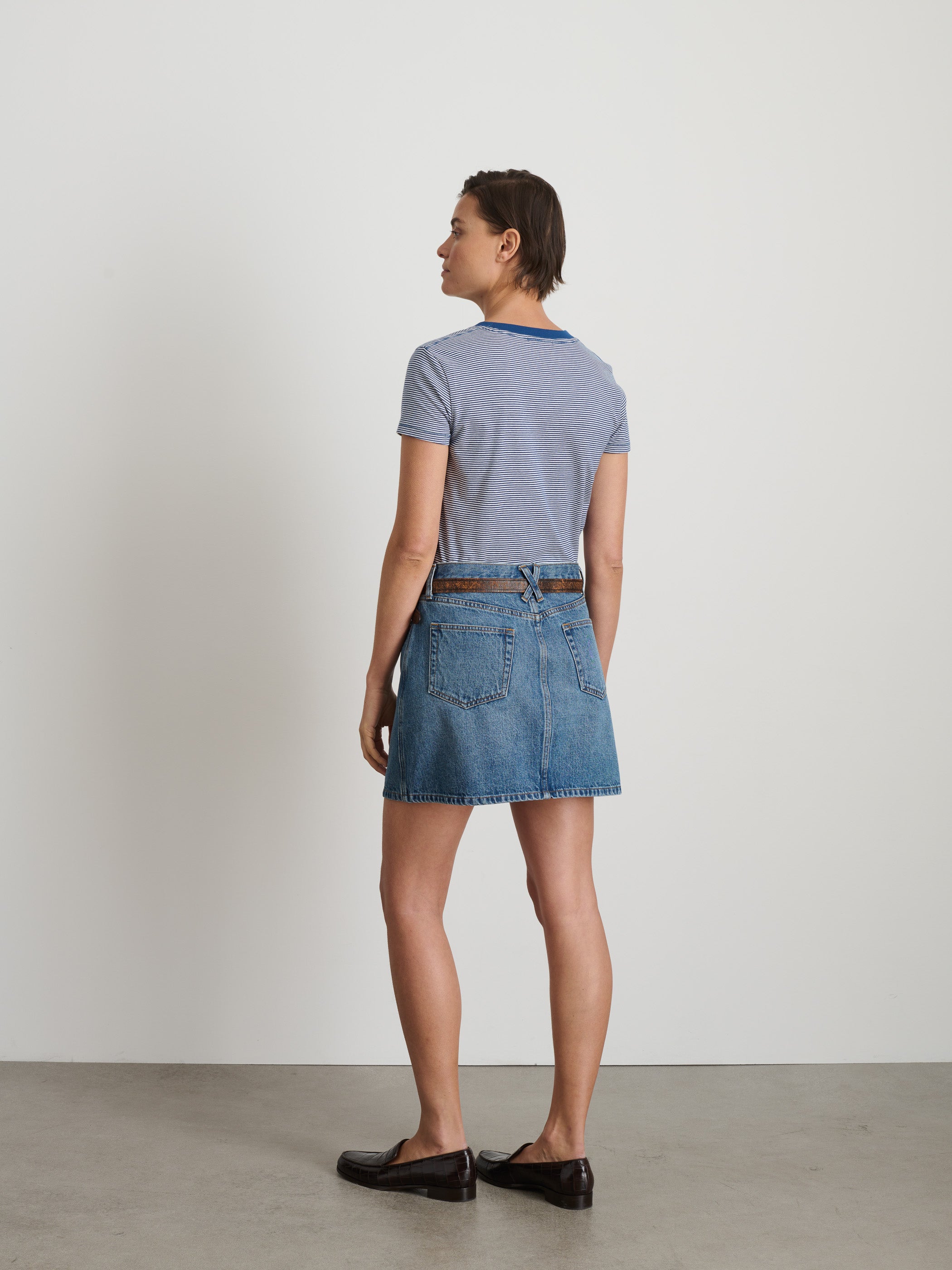 Andie Women's Denim Mini Skirt - High Waisted Stretch Short Skirt for Casual Outfits & Summer Wear