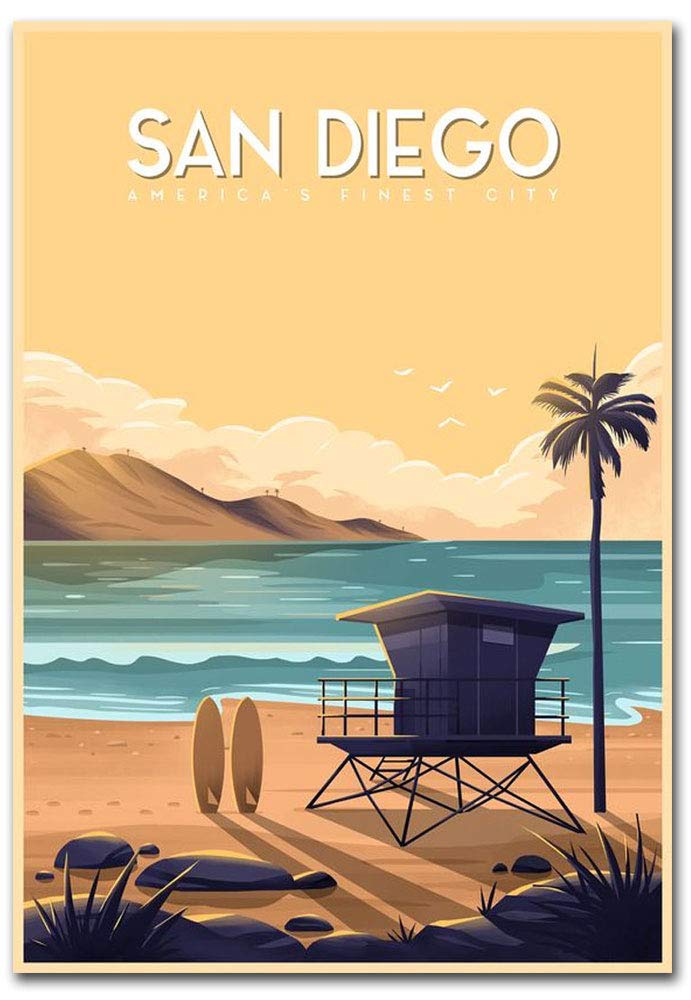 San Diego California Vintage Travel Art Refrigerator Magnet - 2.5