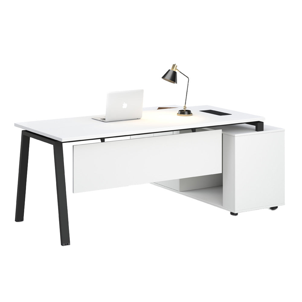 ASPEN Executive Desk Reversible 220-240cm White & Black - Modern Office Desk for Home & Business Workspace