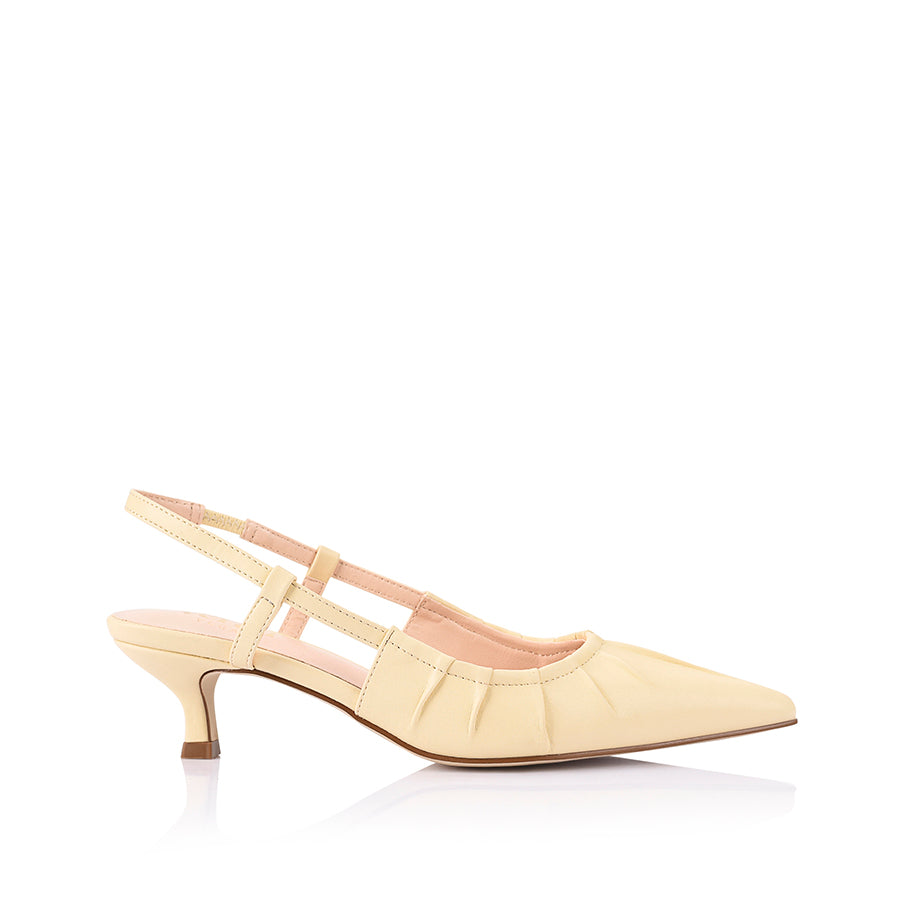 Lucius Slingback Kitten Heels - Butter Cream Color | Comfortable Low Block Heels for Women | Perfect for Office, Wedding & Summer Outfits