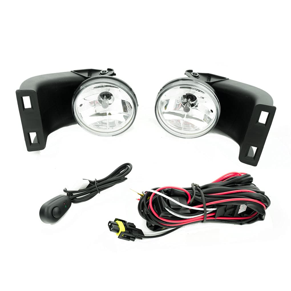 1994-2001 Dodge RAM 1500 2500 3500 Clear Fog Lights Kit with Switch & Wiring Harness - Direct Replacement for Improved Night Driving Visibility | Perfect for Off-Roading, Camping & Low Visibility Conditions