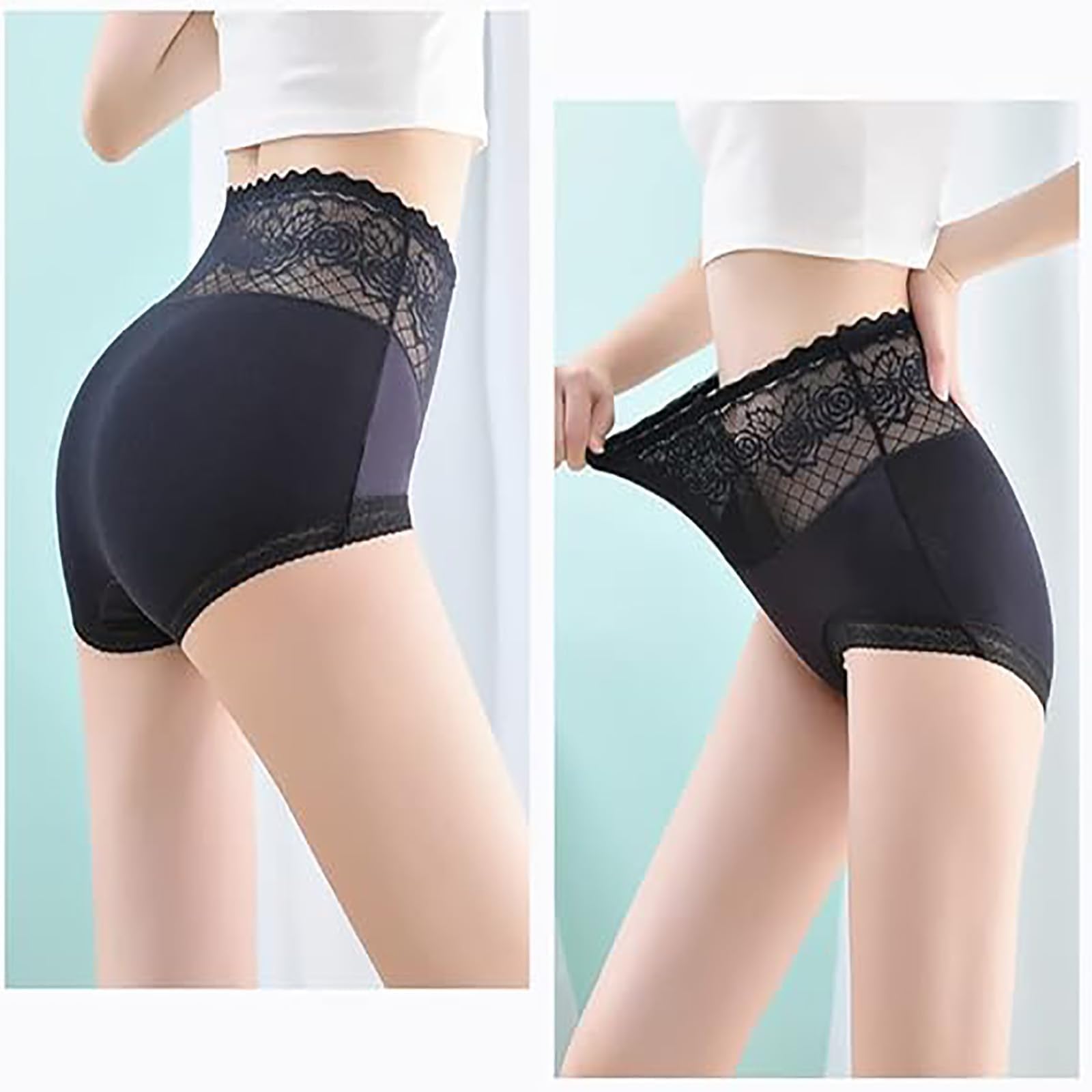 4/6PCS Lacyfit Silky Comfort High Waist Hip Lift Panties - Tummy Control Lace Cotton Women's Breathable Underwear for Everyday Wear & Special Occasions