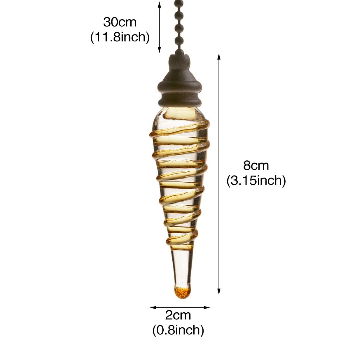 Decorative Ceiling Fan Pull Chain Set - 12 Inch Bronze Chains with Spiral Pendant - 2 Pack - Perfect for Home, Bedroom, Living Room & Office Lighting Decor