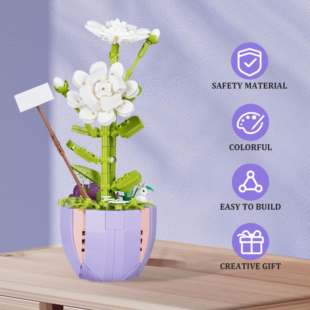 OSDUE Artificial Bonsai Flower Building Blocks Kit - DIY Botanical Collection Bonsai Blocks for Home Decoration, Creative Gift Idea for Adults & Teens | Perfect for Office Desk Decor, Birthday Presents & Relaxing Building Projects