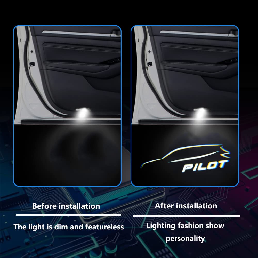 2 Pcs Car Door Projection LED Lights - Laser Logo Emblem Welcome Puddle Lamps Kit for Clear Pilot 2016-Present Models | Custom Shadow Lights for Nighttime Parking & Vehicle Personalization