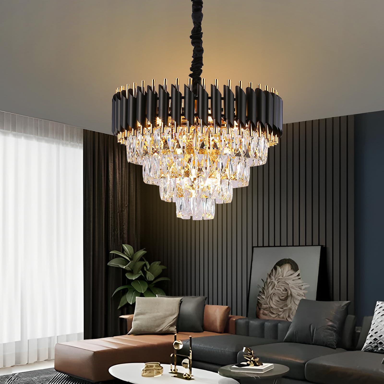 Gold and Black Crystal Chandelier - 20
