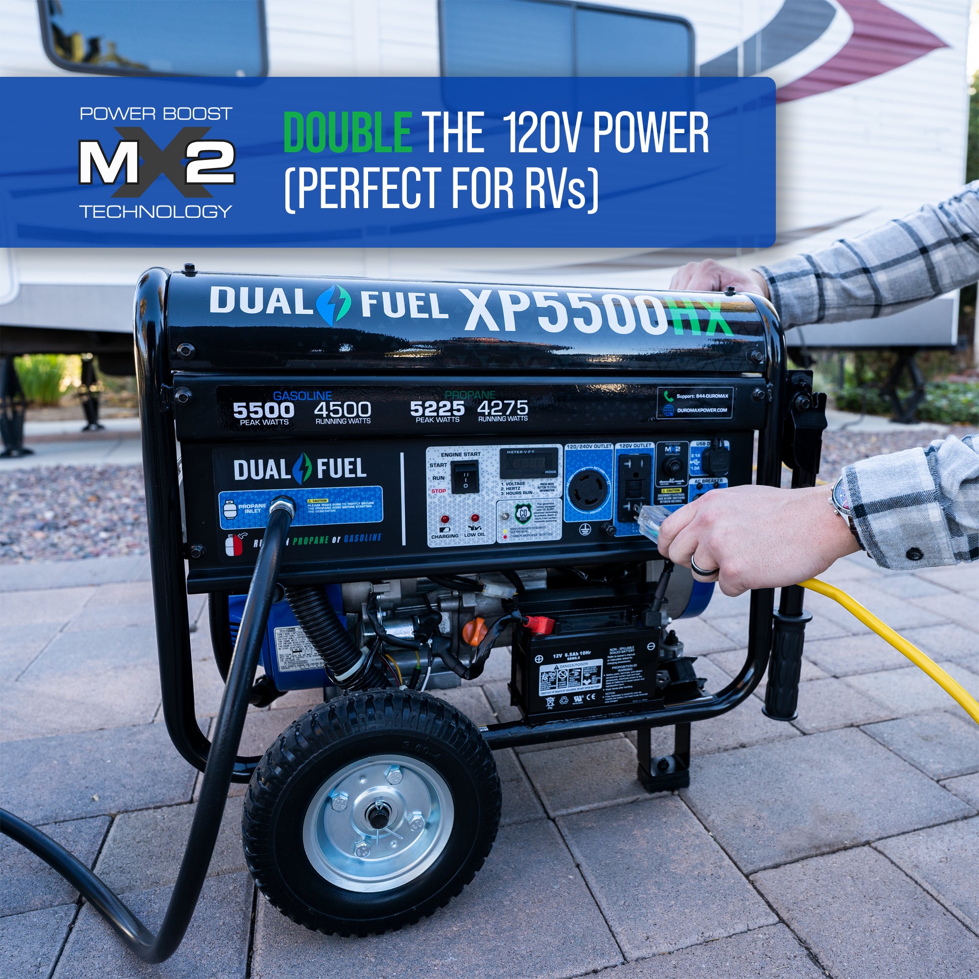 DuroMax XP5500HX 4500W/5500W Dual Fuel Portable Generator with CO Alert & Electric Start - Perfect for Home Backup Power, Camping, and Emergency Use