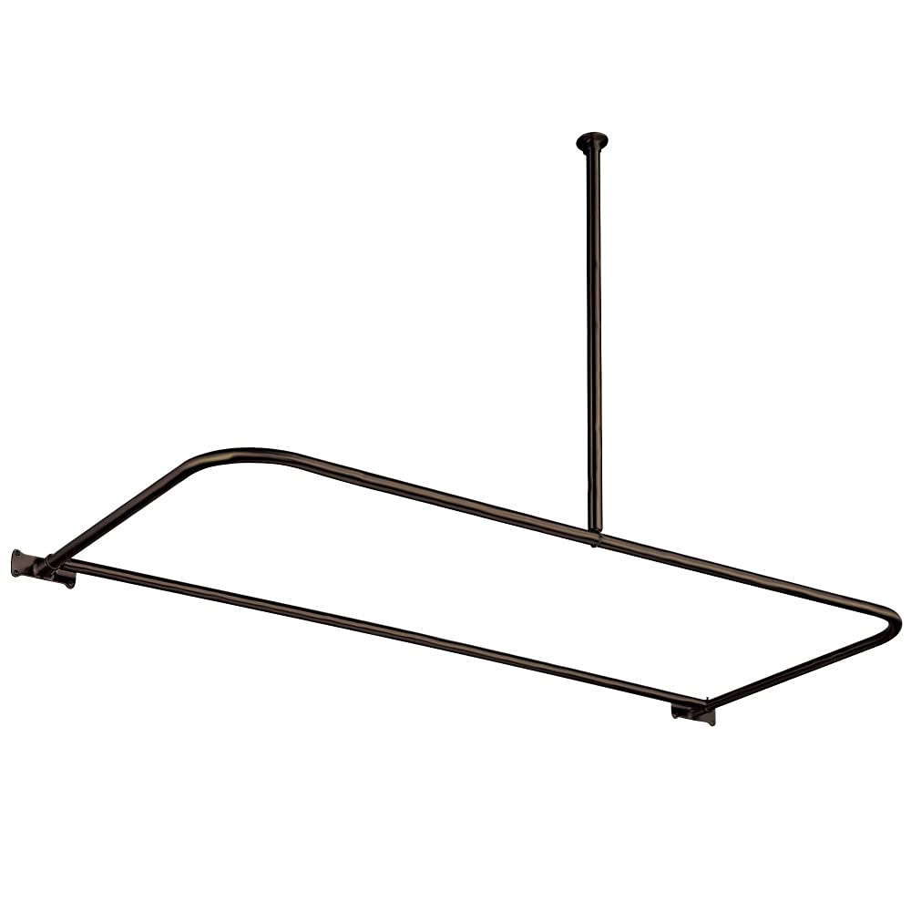 Kingston Brass CC3135 62-Inch Large D-Shaped Shower Curtain Rod, Oil Rubbed Bronze Finish - Perfect for Spacious Bathrooms & Walk-In Showers