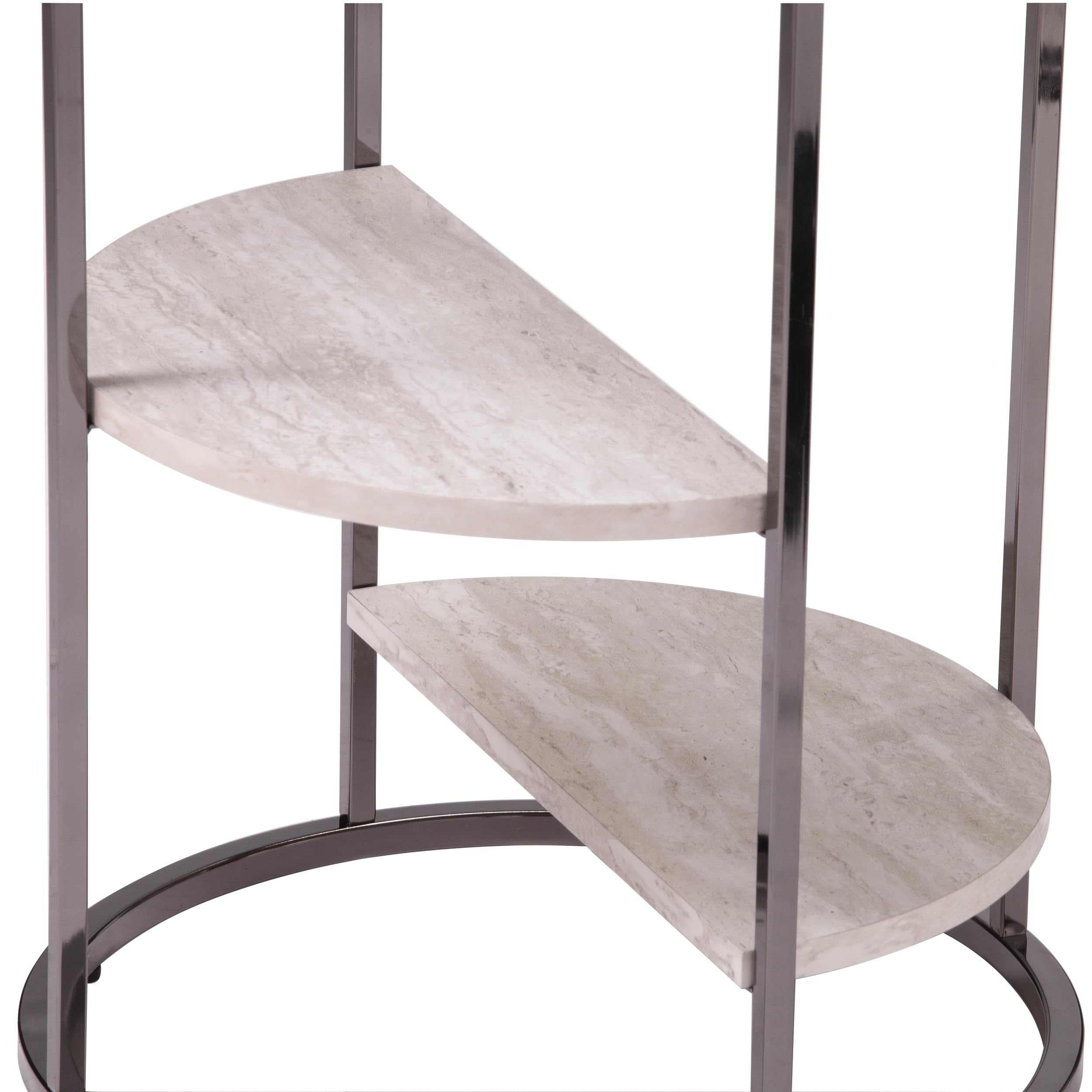 SEI Furniture Ledermore Round Side Table with Faux Stone Top - Black End Table for Living Room, Bedroom, or Office Decor