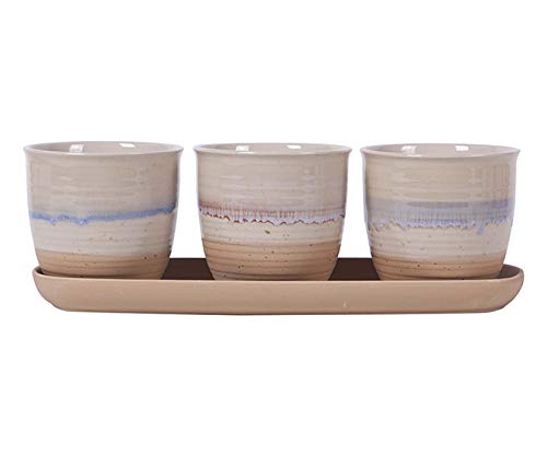 Cannon Drip 3 Planters with Tray - Self-Watering Flower Pots for Indoor Plants, Succulents & Herbs - Perfect for Home, Office & Garden Decor