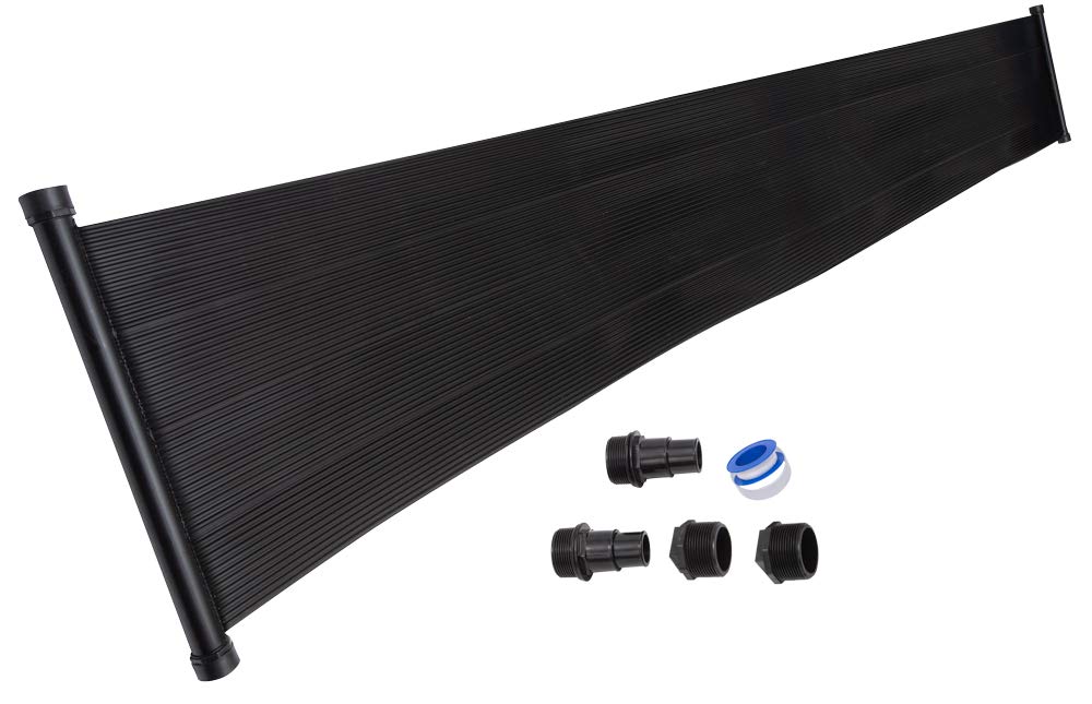 SunQuest Solar Pool Heater Panel - 2ft x 20ft Solar Water Collector with Hose Adapters for Above Ground Pools | UV-Resistant Polypropylene DIY Tube Design | Perfect for Backyard, Inground & Above Ground Pool Heating | Energy Efficient Solar Heating Solution