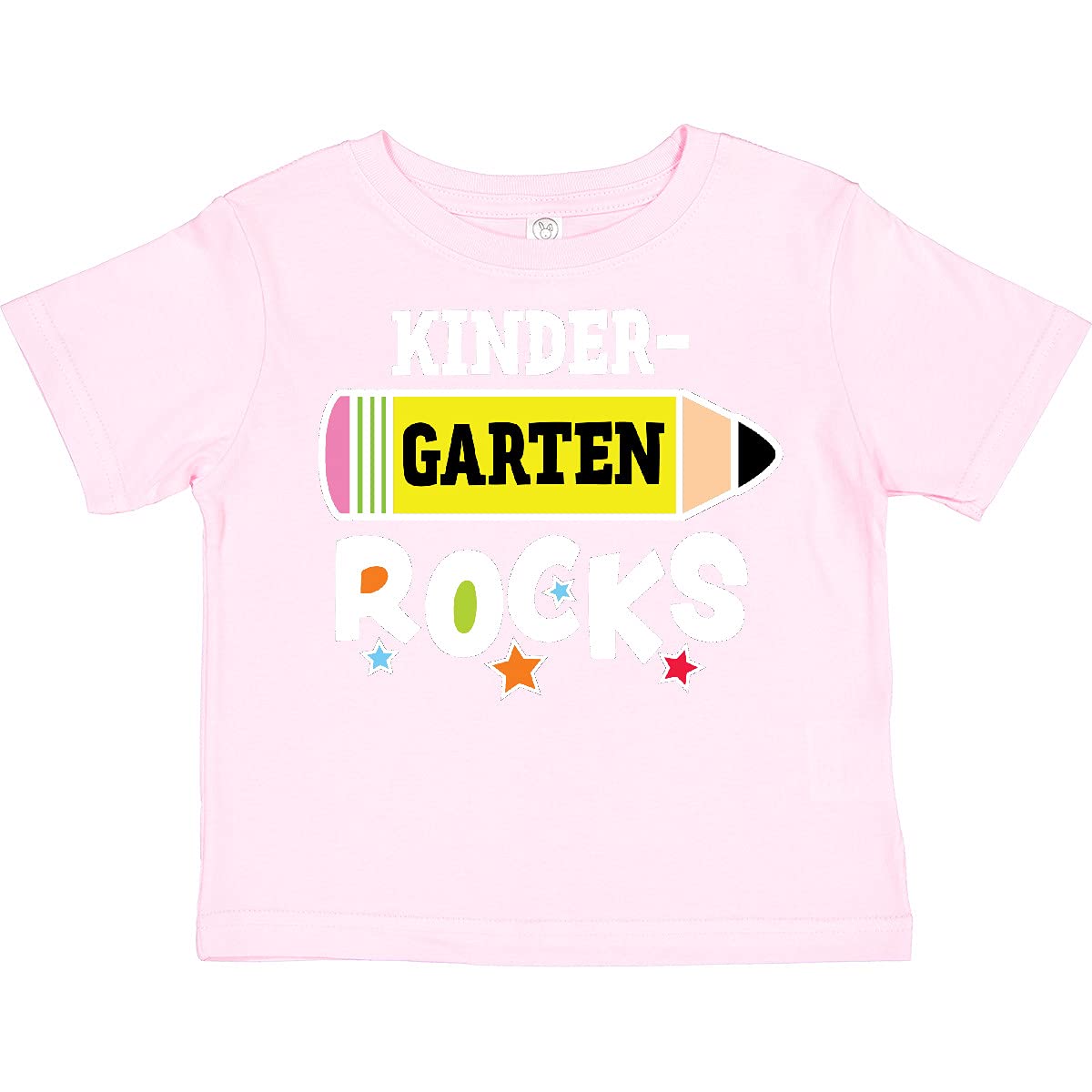 Kindergarten Rocks with Pencil and Stars Toddler T-Shirt - Cute Graphic Tee for Boys & Girls - First Day of School Outfit - Playdate & Classroom Wear
