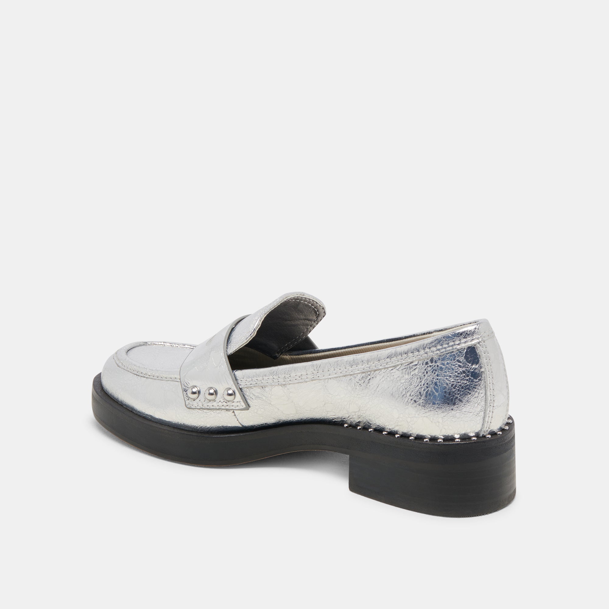 ALIANE Women's Loafers - Silver Distressed Leather Slip-On Shoes for Casual & Office Wear | Comfortable & Stylish Footwear for Everyday Use