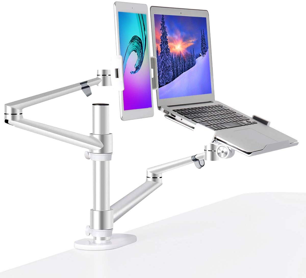 Adjustable 3 in 1 Stand for Laptop, Monitor & Tablet - 360° Rotating, Height Adjustable VESA Mount - Perfect for Home Office, Gaming & Multi-Screen Workstations