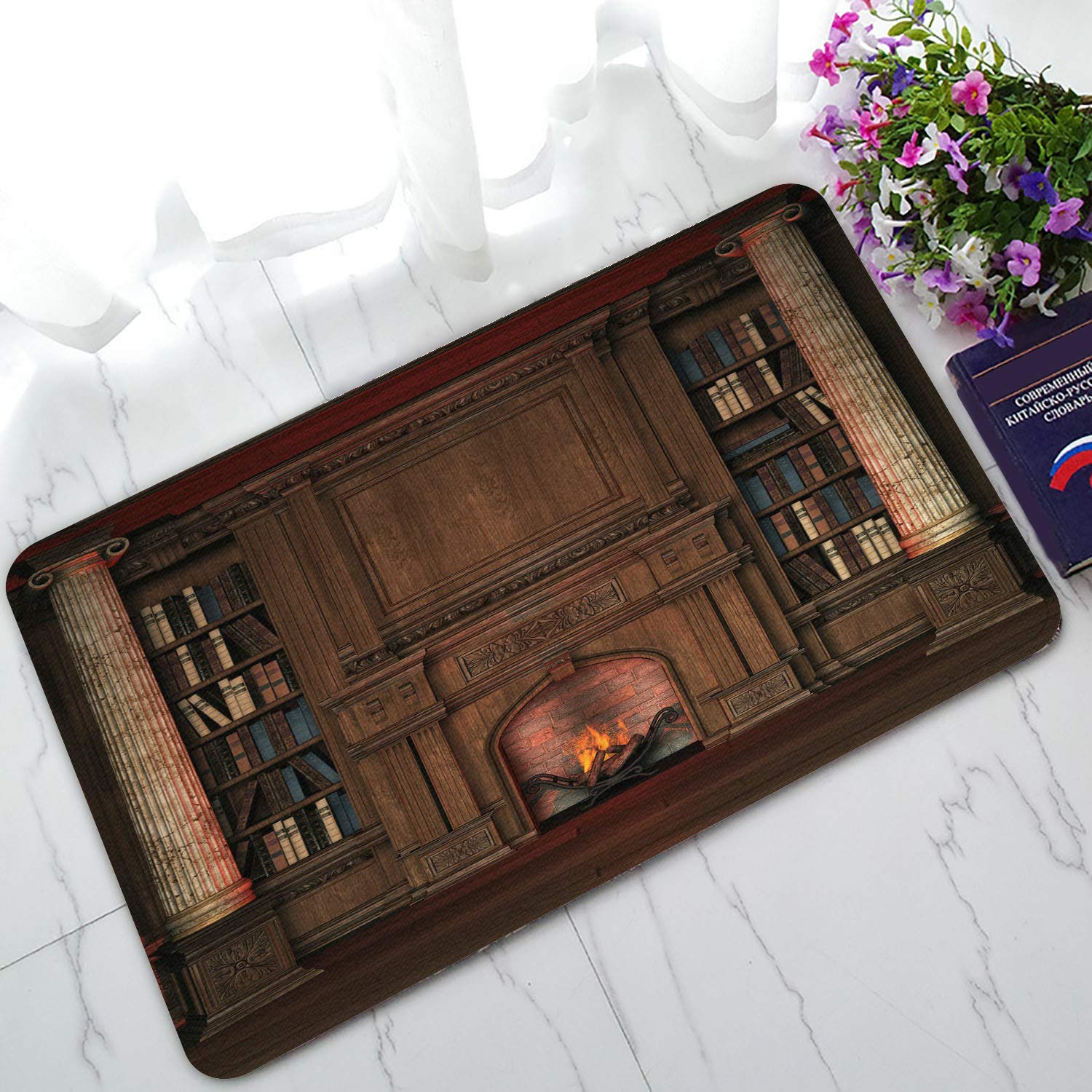 ECZJNT Private Library Welcome Doormat - Non-Slip Bath Rug & Entrance Floor Mat 30x18 Inches - Perfect for Home, Office, and Library Decor