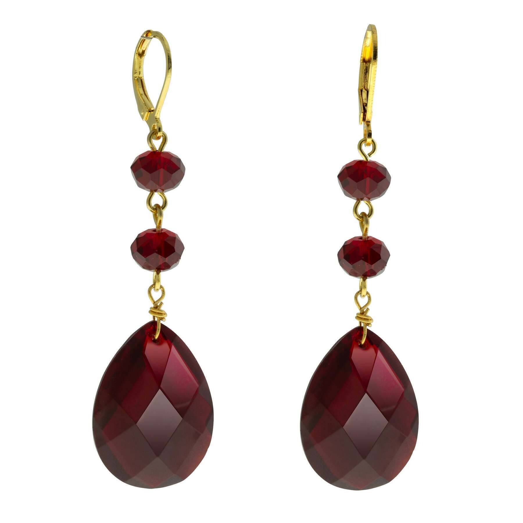 1928 Jewelry Briolette Faceted Teardrop Crystal Bead Drop Earrings - Elegant Dangle Earrings for Women, Perfect for Weddings, Parties & Special Occasions