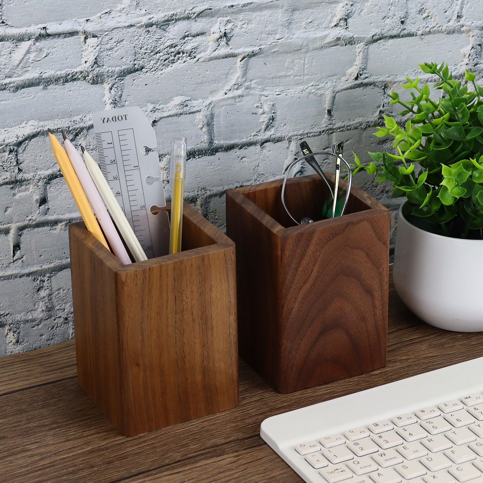 Premium Black Walnut Wood Pencil Holder - Handcrafted Desk Organizer for Pens, Pencils & Office Supplies | Stylish Wooden Storage Box for Home, Office & Workspace (Perfect Gift for Professionals & Students)