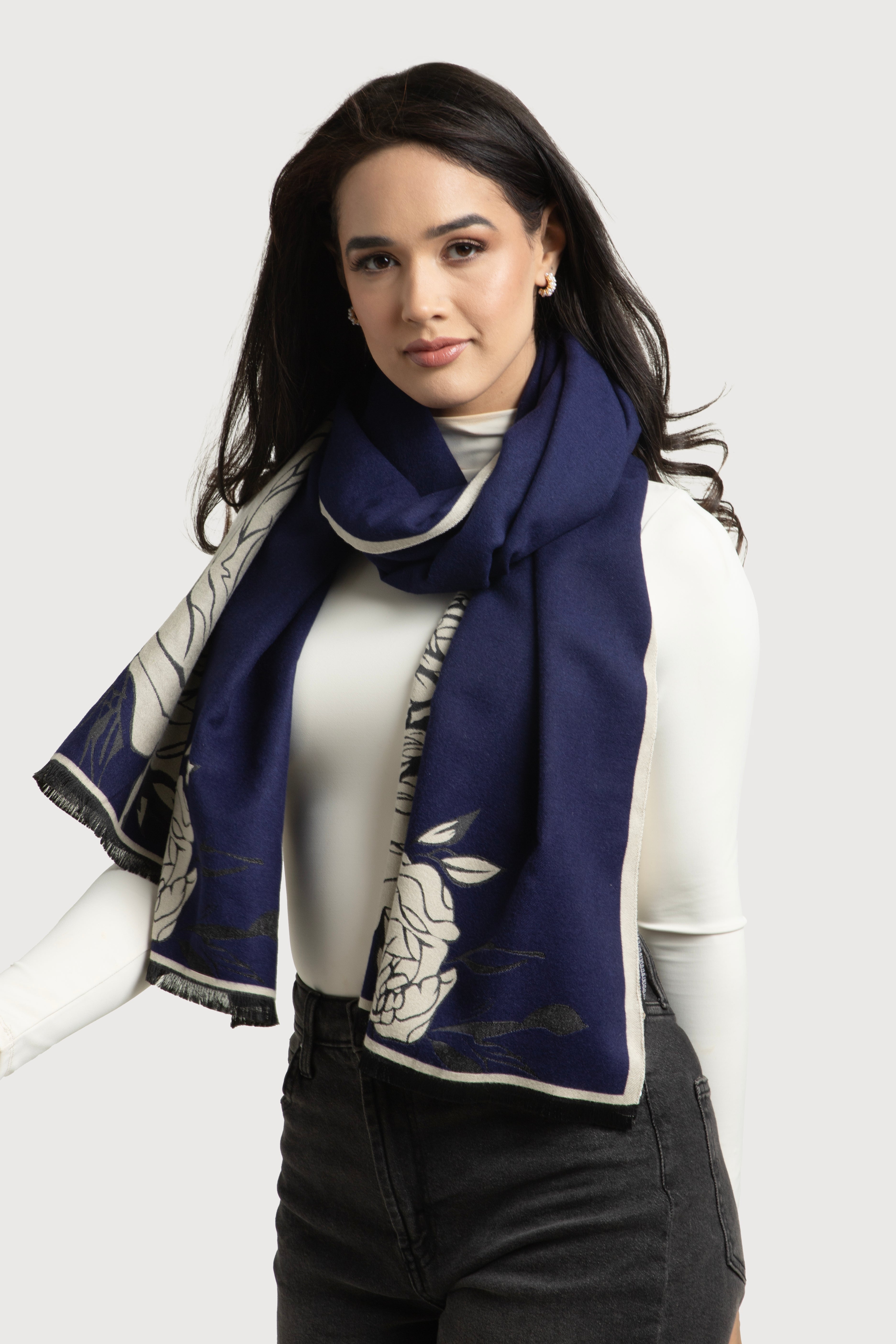 Stylish Bold Floral Reversible Scarf for Women - Lightweight Fashion Accessory for Spring, Fall & Winter - Perfect for Office, Travel & Special Occasions