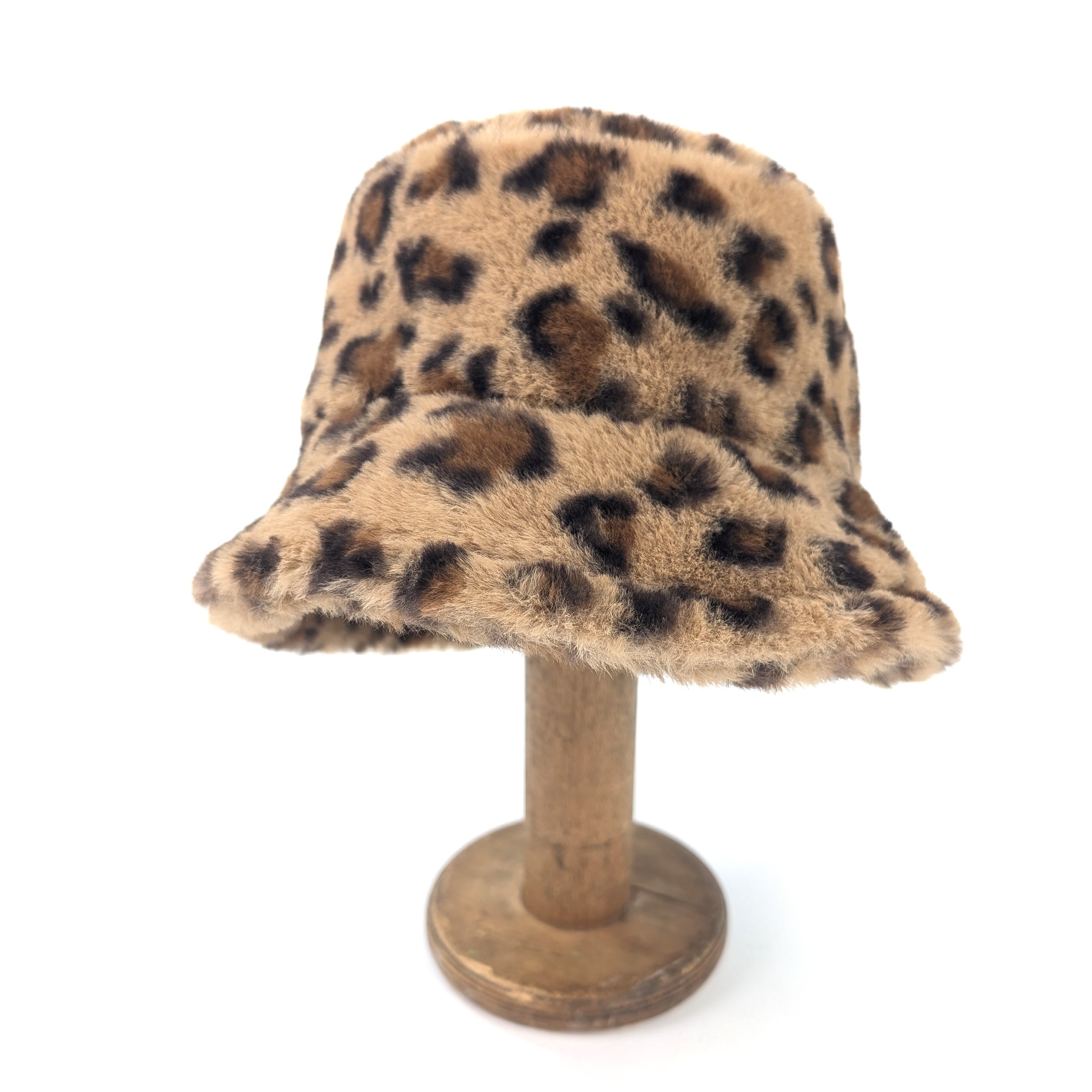 Faux Fur Bucket Hat for Women - Fashionable Animal Print Winter Beanie - Perfect for Outdoor Activities, Travel, and Streetwear Style