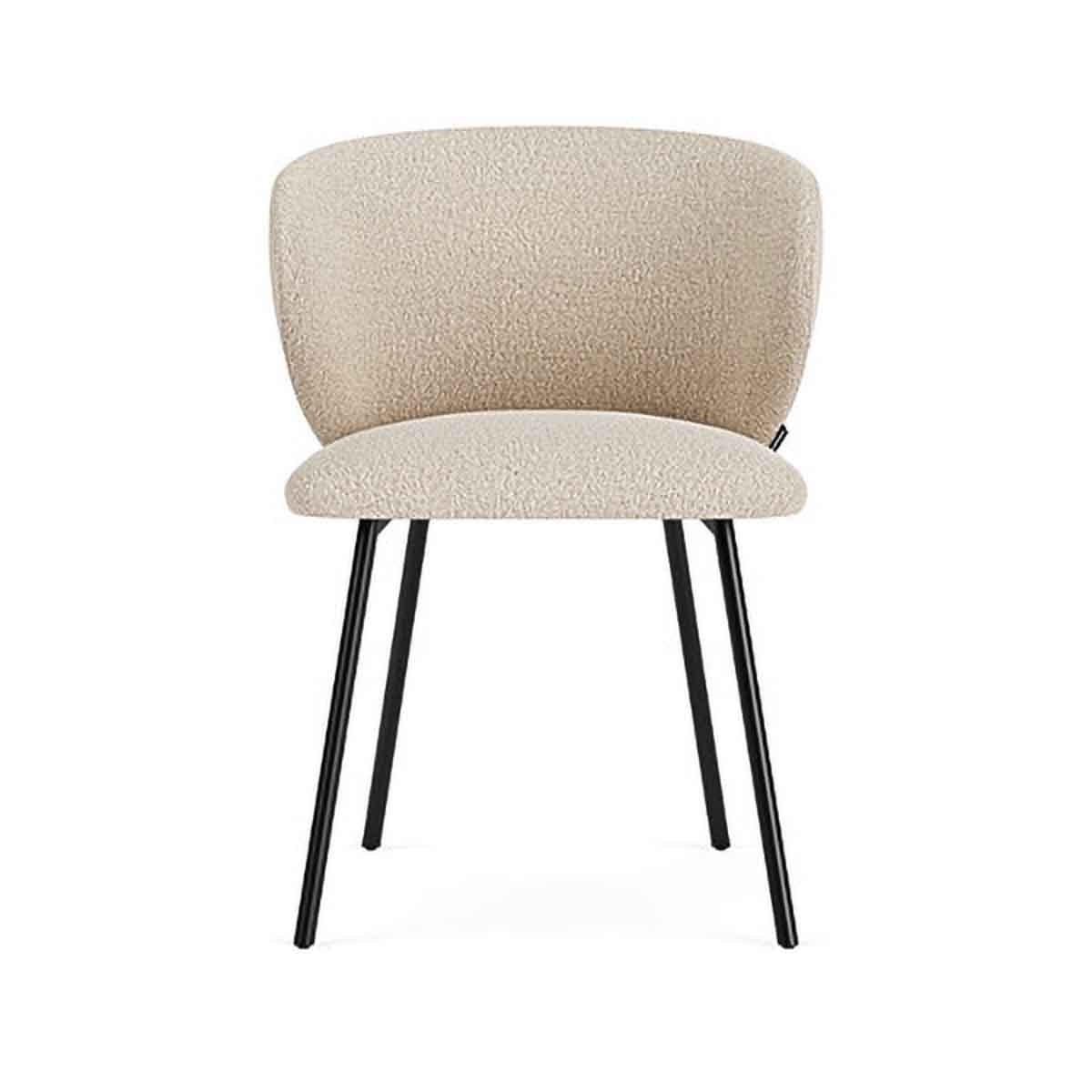 Ellie Boucle Dining Chair - Modern Upholstered Accent Chair for Kitchen, Dining Room, or Office - Soft Textured Fabric & Sturdy Wooden Legs - Perfect for Home Decor & Entertaining